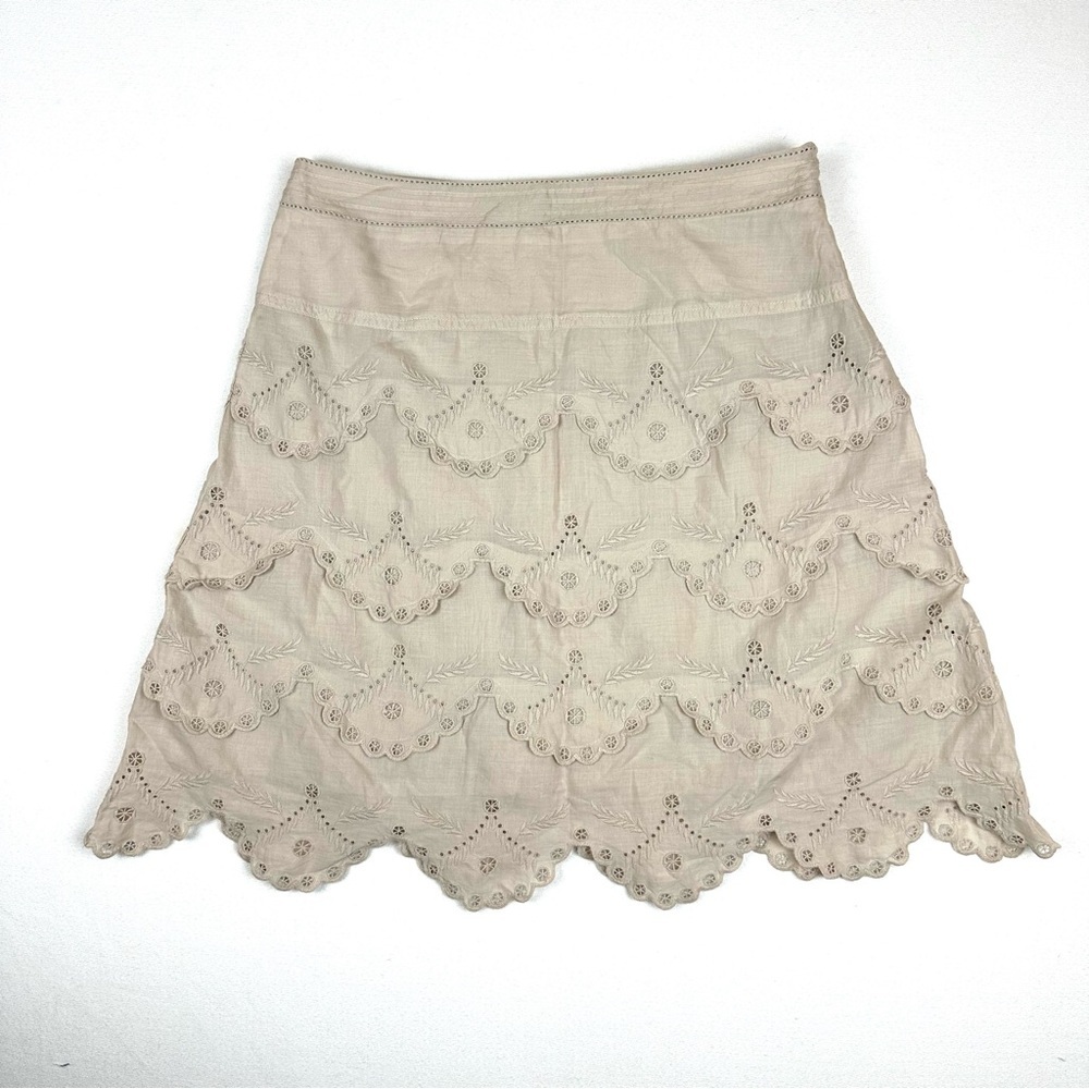 BCBGMaxazria Scalloped Edge Embroidered Skirt‎